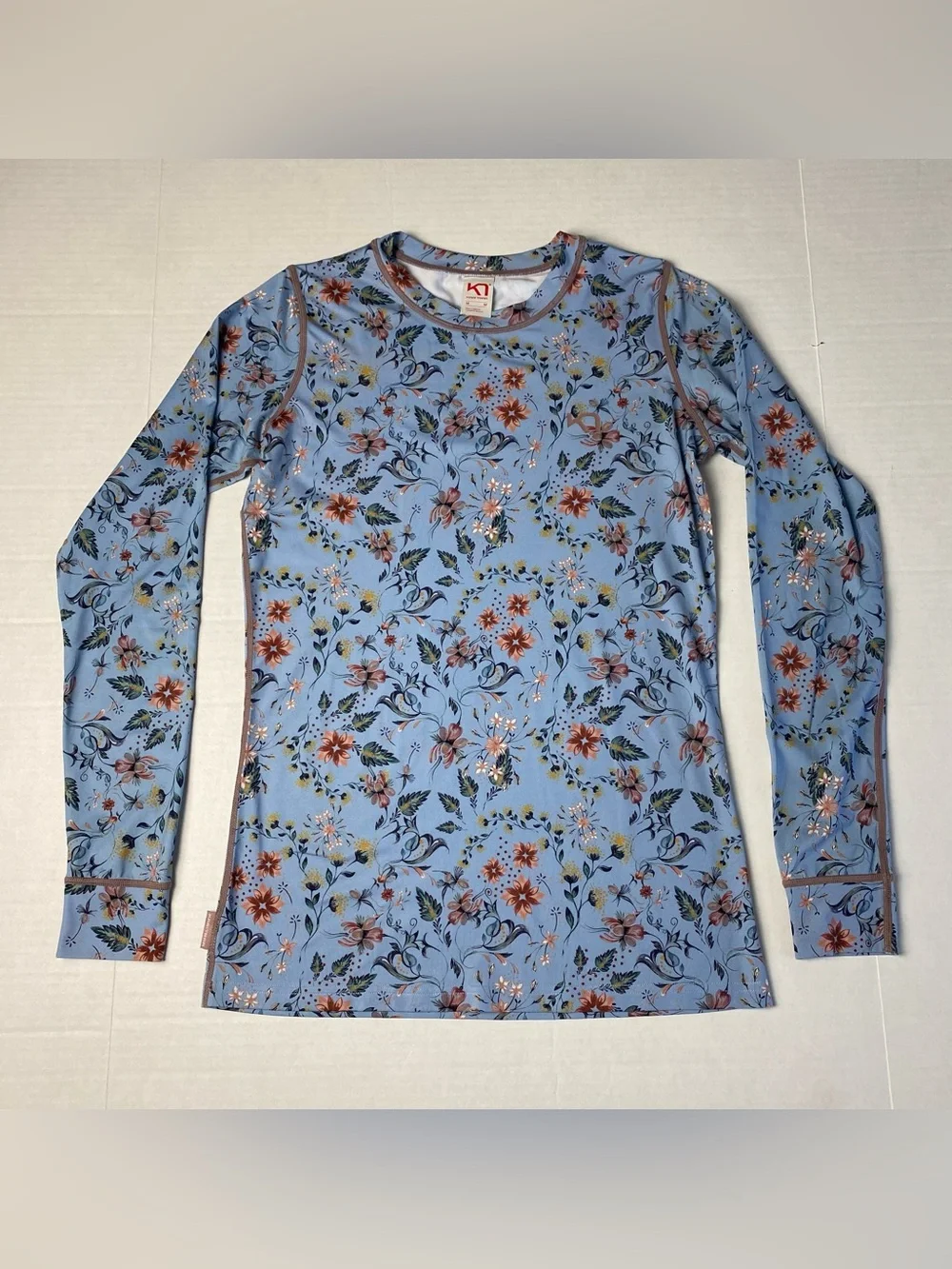 Kari Traa Fryd Baselayer Long Sleeve Shirt Blue Floral Medium - Picture 3 of 10